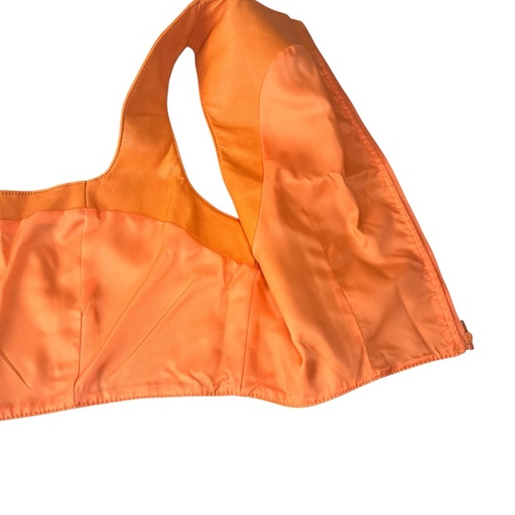 7 For All Mankind Faux Vegan Leather Crop Top Zipper Back Size XL Orange NWT - Picture 10 of 15